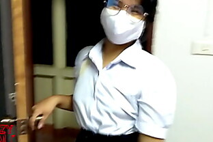 Asian teen sex with his girlfriend wear thai student uniform 12 min